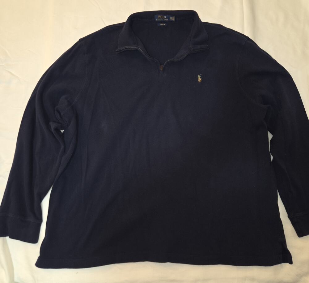 Polo Ralph Lauren Sweater Mens 2XL XXL Navy Blue Pullover Estate Rib